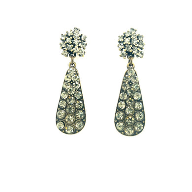 Small Double Drop Post Earrings: Black Diamond