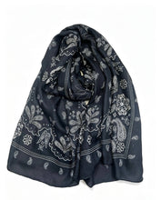 HH-367 Paisley-patterned scarf: Black
