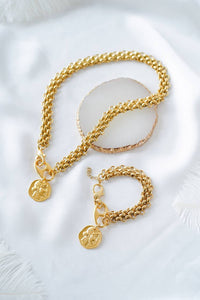 Ethnic Coin Statement Necklace: Gold