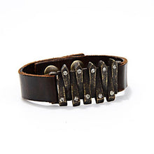 Interlocked Metal Bar Bracelet: Vintage Brown w Black Diamond