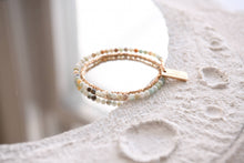 Gemstone Wrap Bracelet with Faceted Gold Beads : Amazonite