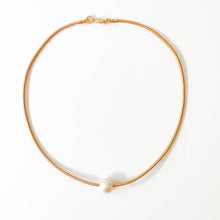 Adjustable Leather and Pearl Minimalist Necklace for Spring: Orange