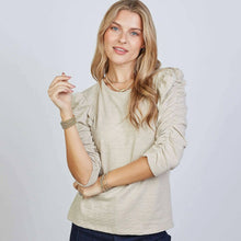 Sophie Ruched Elbow-length Tee in Sand