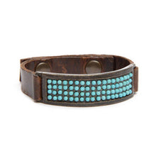 ID Leather Bracelet: Vintage Brown w African Turq