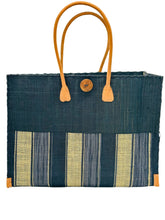Zafran Two Tone Wide Stripe Straw Beach Bag: Medium / Carmalita Swirl