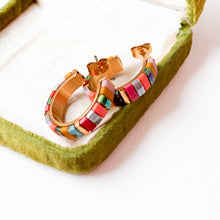 Small Tila Bead Hoop Earrings Gold-Plated, Handmade, Unique