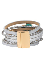 Braided Turquoise Natural Stone Leather Bracelet: Sand