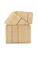 Set of 3 Nesting Zippered Straw Clutches Pinstripe Patterns: Brights
