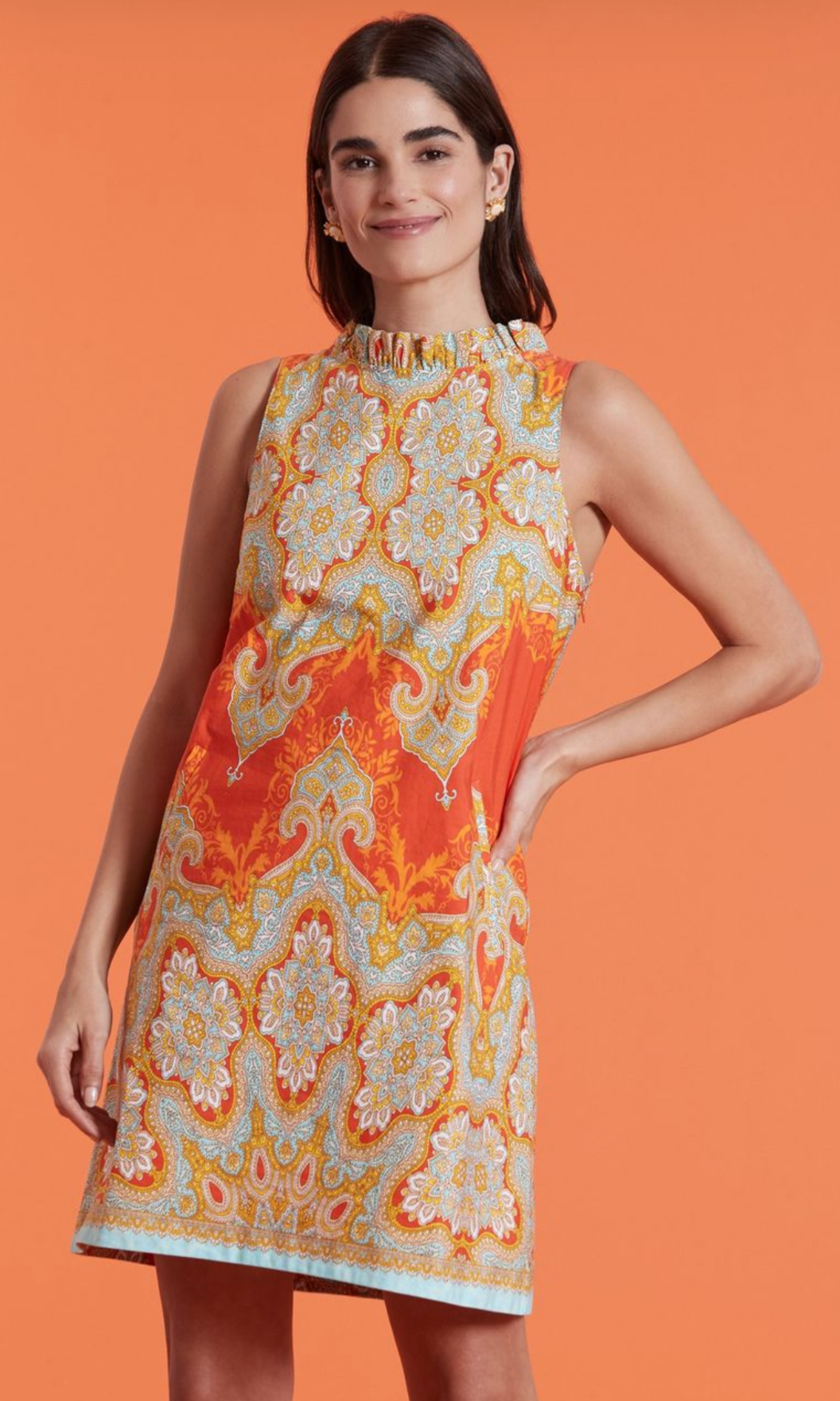 Ella Paisley Print Bateau Neck A-line Dress