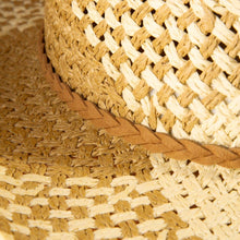 Two Tone Straw Braided Patches Cowboy Hat: KA