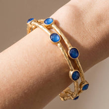 Oval Stone Station Hammered Bangle Set: WGAQ