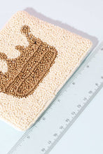 White Beaded Golden Crown Coin Purse: MULTI