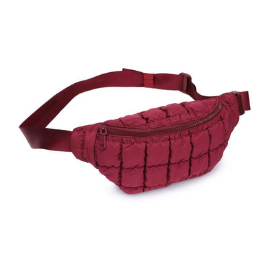 Resurgence - Quilted Puffer Nylon Belt Bag: Burgundy