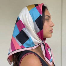 Striped Color Square Bandana Scarf: BU