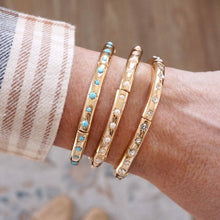 Gold-Tone Eternity Stretch Bangle – Pearls, Turquoise, or Crystals: Skinny - Pearls