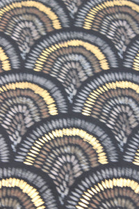 Vegas Geometric Print with Metallic Detailing Scarf Wrap: Brown Squares