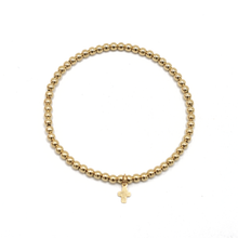 3mm Gold Filled Karma Waterproof Bracelet with Luxe Cross: 7 inch