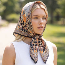 Art Deco Fan Print Satin Square Bandana Scarf: OV