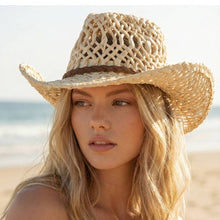 Western Loose Weave Straw Cowboy Hat: NATURAL