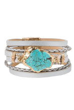 Braided Turquoise Natural Stone Leather Bracelet: Sand