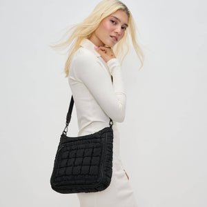 Aura - Quilted Nylon Puffer Crossbody: Black