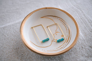 Eventide Rectangular Gold Lightweight Hoops : Turquoise