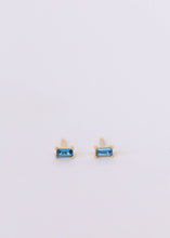 Baguette - Sapphire - Gold Earrings