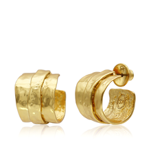 Parchment Texture Hoops - 24K Gold Plated