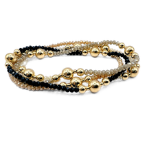The Nantucket Shimmer Collection 14k Gold- Filled Beaded Bracelets: NAVY / 6.5"