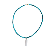 The Ashley Fish Necklace: Green Turquoise with Amethyst Fish