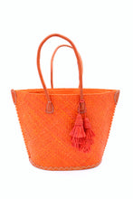 Santa Ynez Small Woven Straw Tote Bag with Tassel Charm: Cappuccino