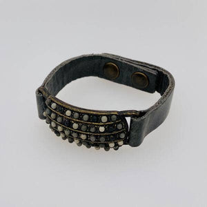 Rectangle Leather Bracelet: Vintage Brown W Lt Turq