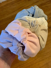 Solid Linen - Top Knot Headbands: Pink clay