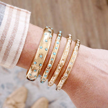 Gold-Tone Eternity Stretch Bangle – Pearls, Turquoise, or Crystals: Wide - Pearls