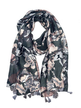 HH-222 Printed scarf with tassel: Beige