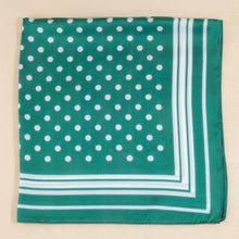 Polka Dot With Stripe Border Print Satin Square Scarf: GN