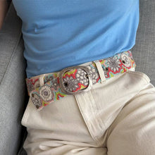 Flower Power Embroidered Wool Belt: L