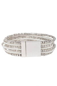 Scarlett Metallic Beaded Bracelet: Silver