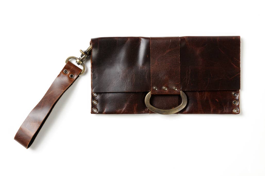 D-Ring Wristlet Clutch: Camel
