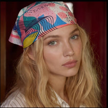 Abstract Collage Print Square Bandana Scarf: BL