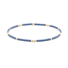 2mm Newport STEEL BLUE + Gold Filled Waterproof Bracelet: 7.0