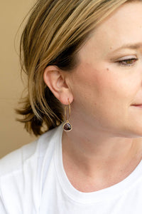 Gemstone 1” Hoop Dangle Earring 80 Color Choices Silver Gold: Turquoise / Gold