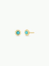Sun Stud - Turquoise - Gold Earrings