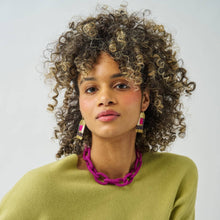 Jenna Chain Link Beaded Necklace Magenta