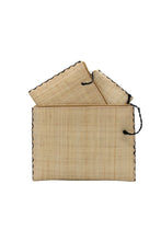 Set of 3 Nesting Zippered Straw Clutches Solid Colors: Natural / Solid