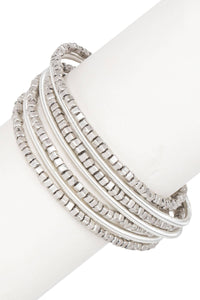 Scarlett Metallic Beaded Bracelet: Silver