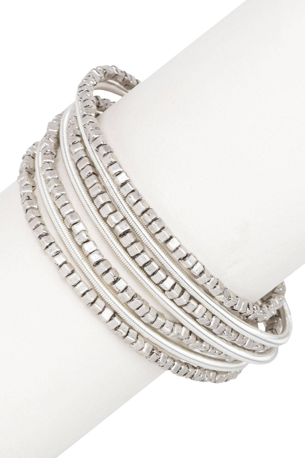 Scarlett Metallic Beaded Bracelet: Silver