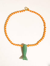 Nicolette 18K Gold Vintage Beaded Fish Necklace: Orange