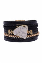 Playa Stackable Leather Bracelet With Natural Stone: Grey