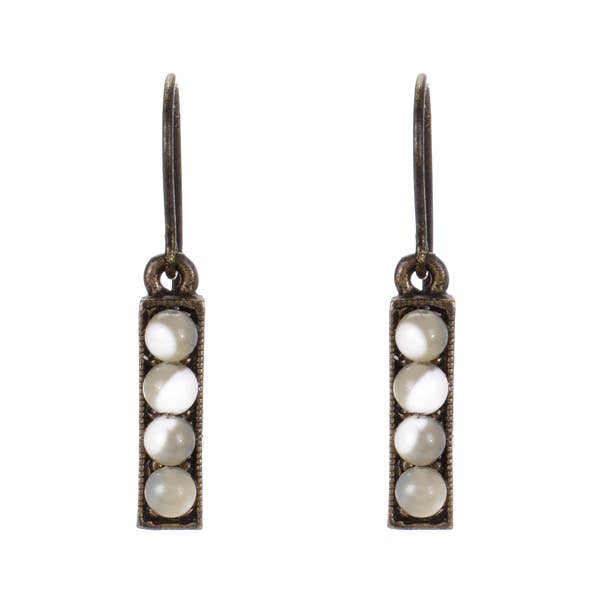 Small Rectangle Drop Earrings: MOP